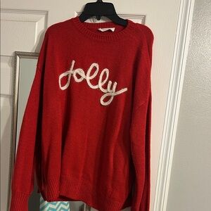 Doe & Rae Red 'Jolly' Crew Neck Sweater